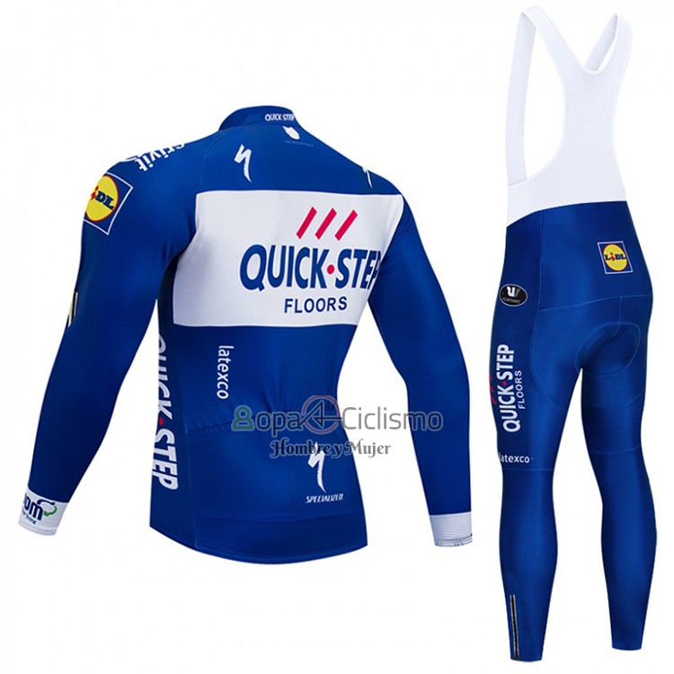 Quick Step Floor Ropa Ciclismo Culotte Largo 2018 Mangas Largas Quick Step Floors Azul y Blanco